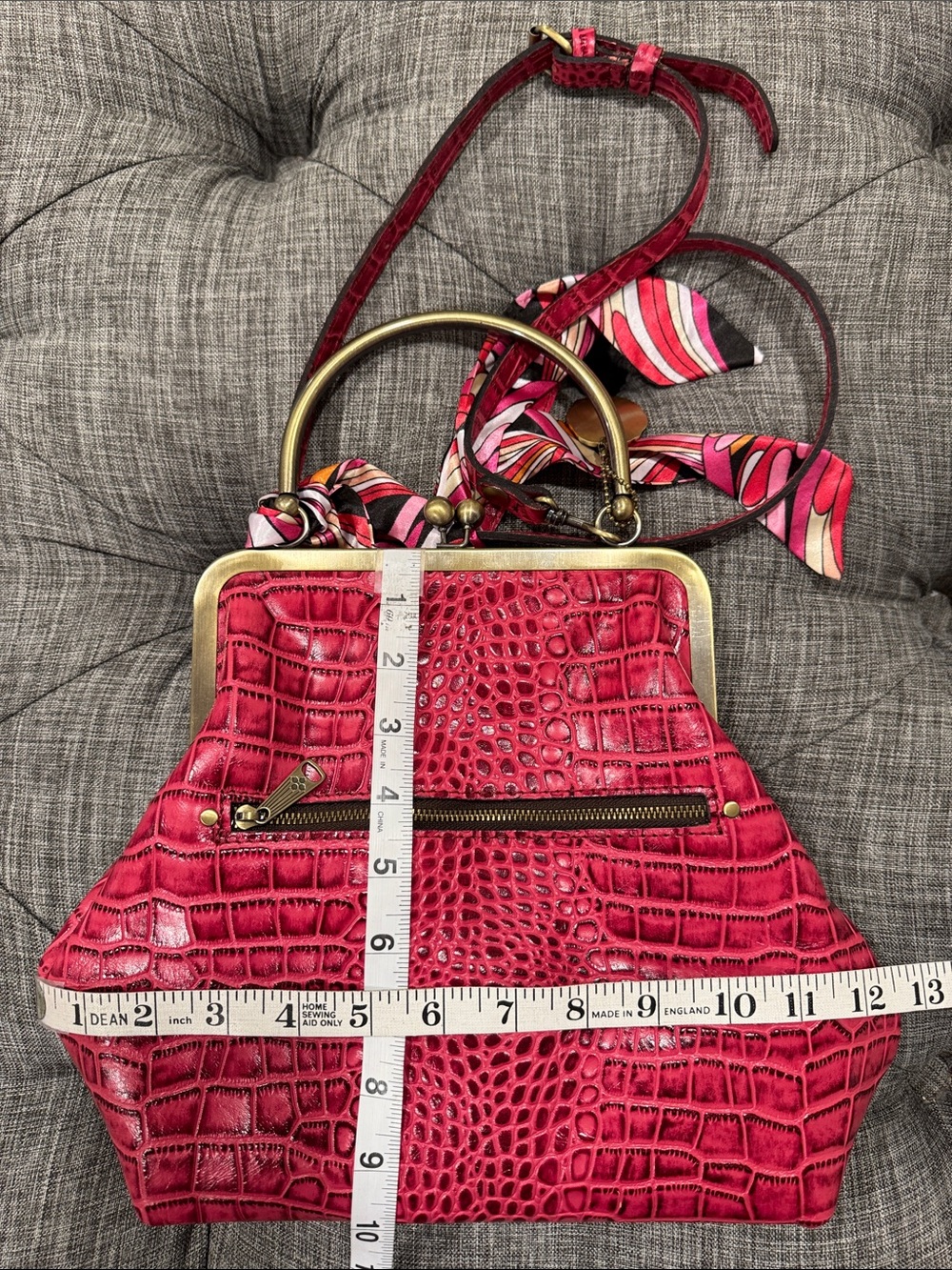 Patricia Nash Bag Novella Frame Bag in Magenta Croc Embossed Leather Crossbody - Picture 17 of 17